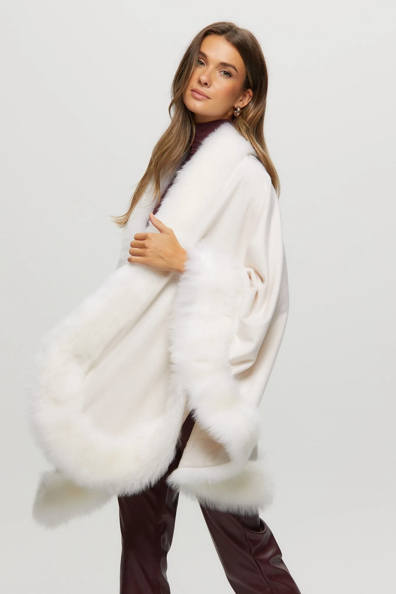 Cashmere Cape with Toscana Shearling Lamb Trim