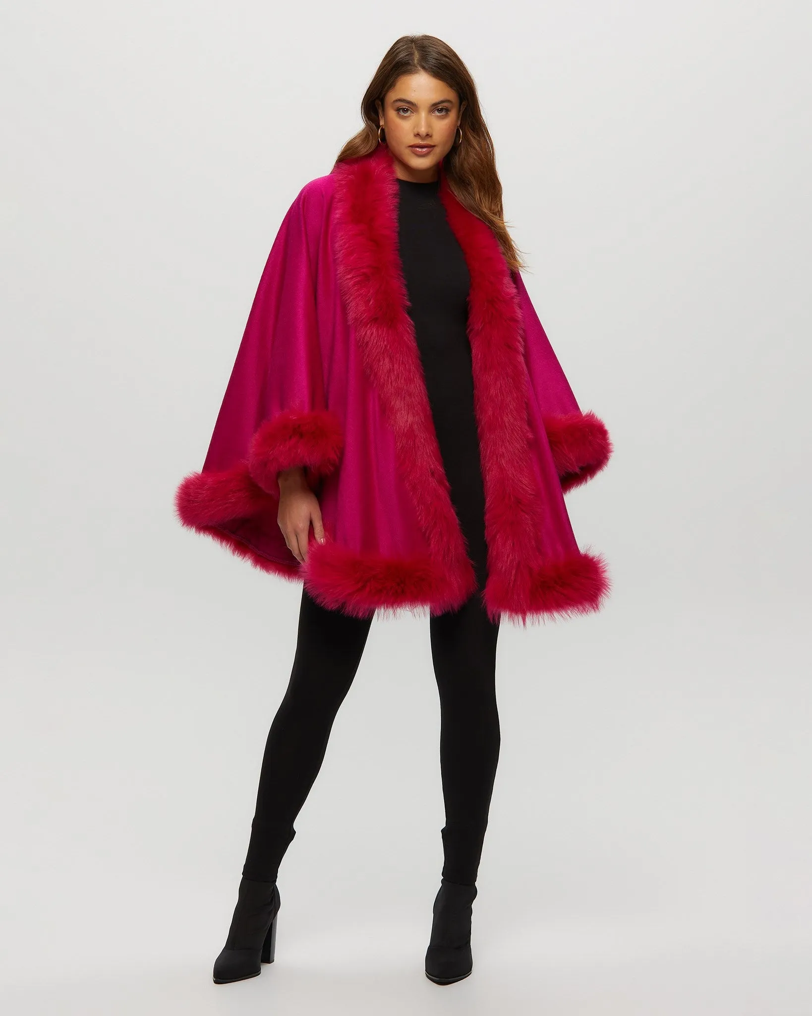 Cashmere Cape with Toscana Shearling Lamb Trim