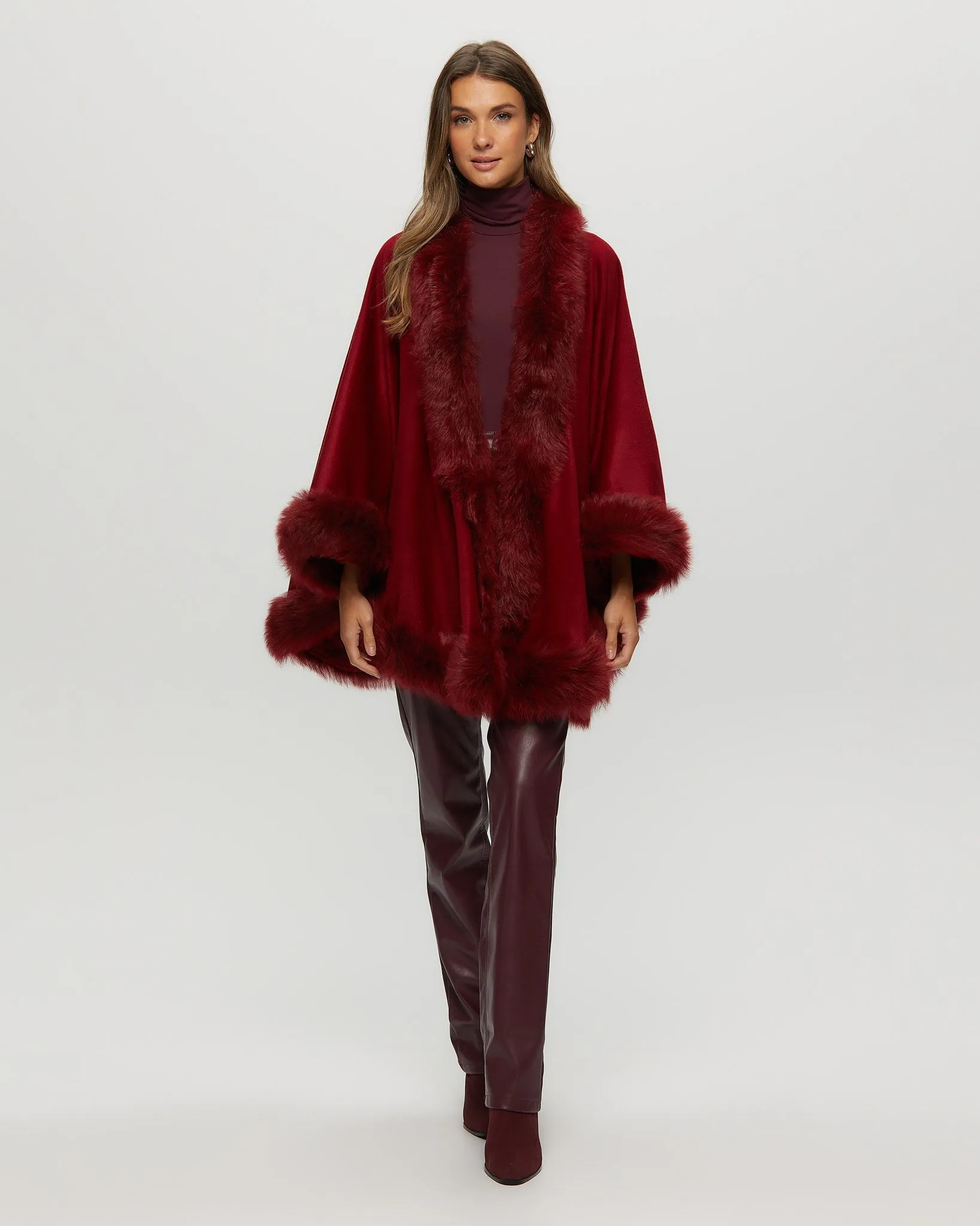 Cashmere Cape with Toscana Shearling Lamb Trim