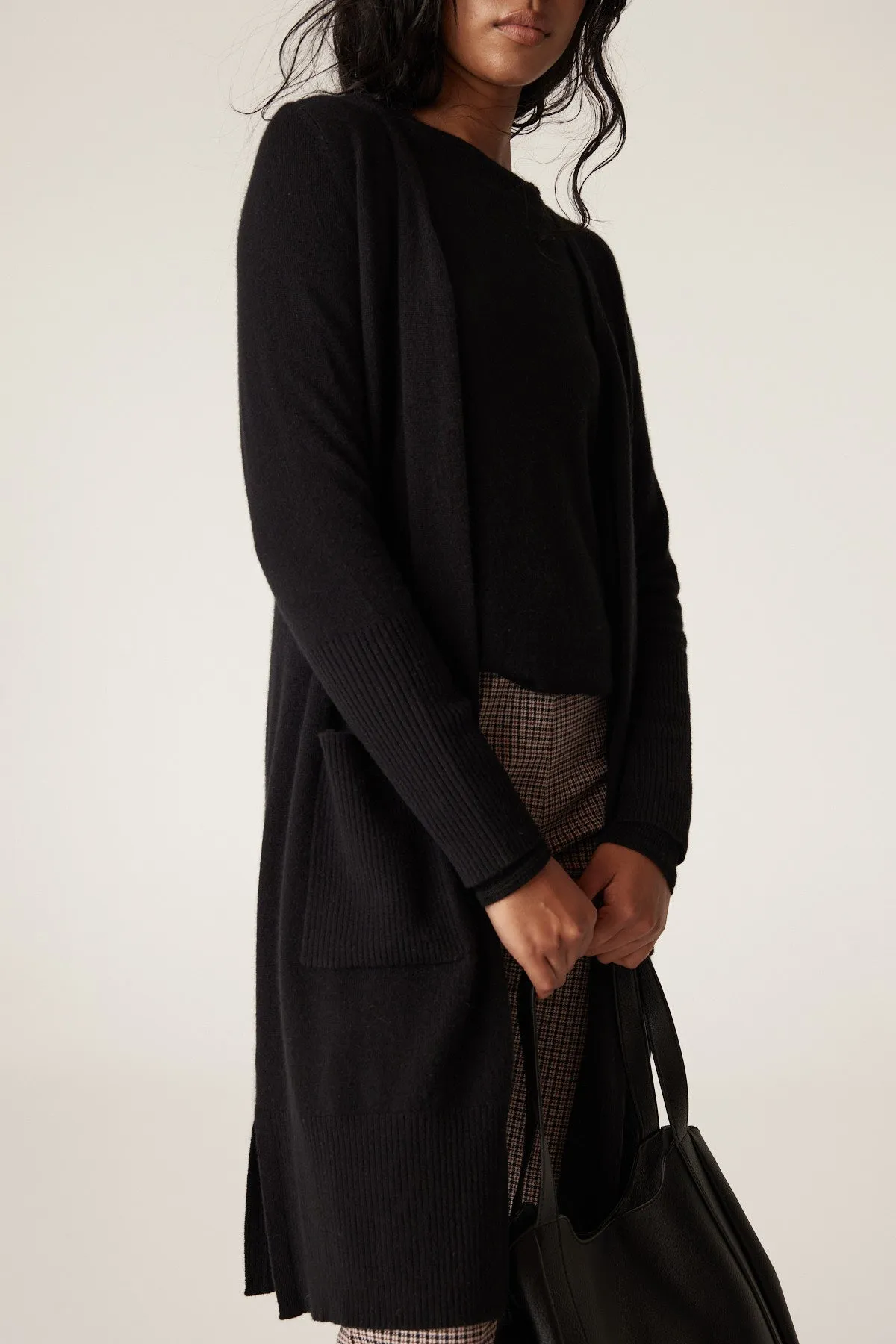 Cashwool Long Cardigan - Black