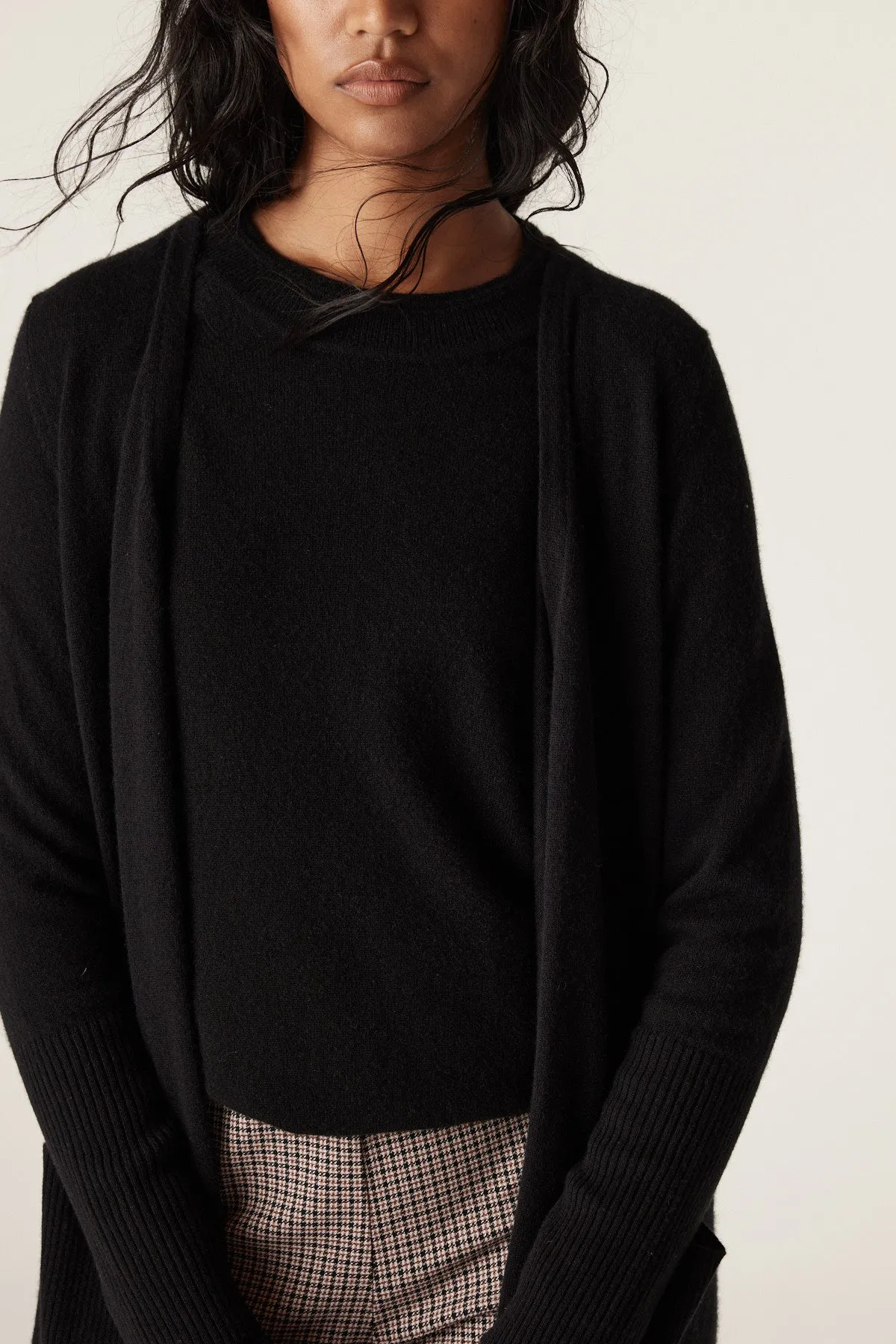 Cashwool Long Cardigan - Black