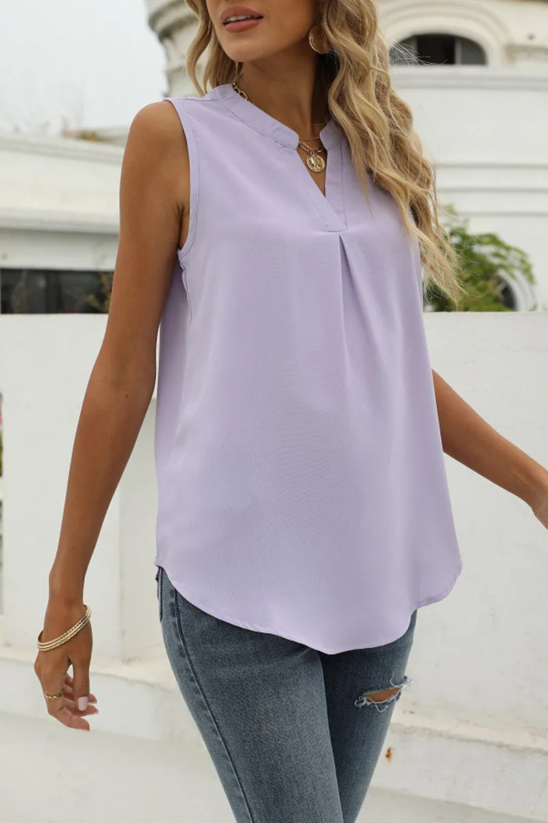 Casual Solid Fold V Neck Tops(9 Colors)