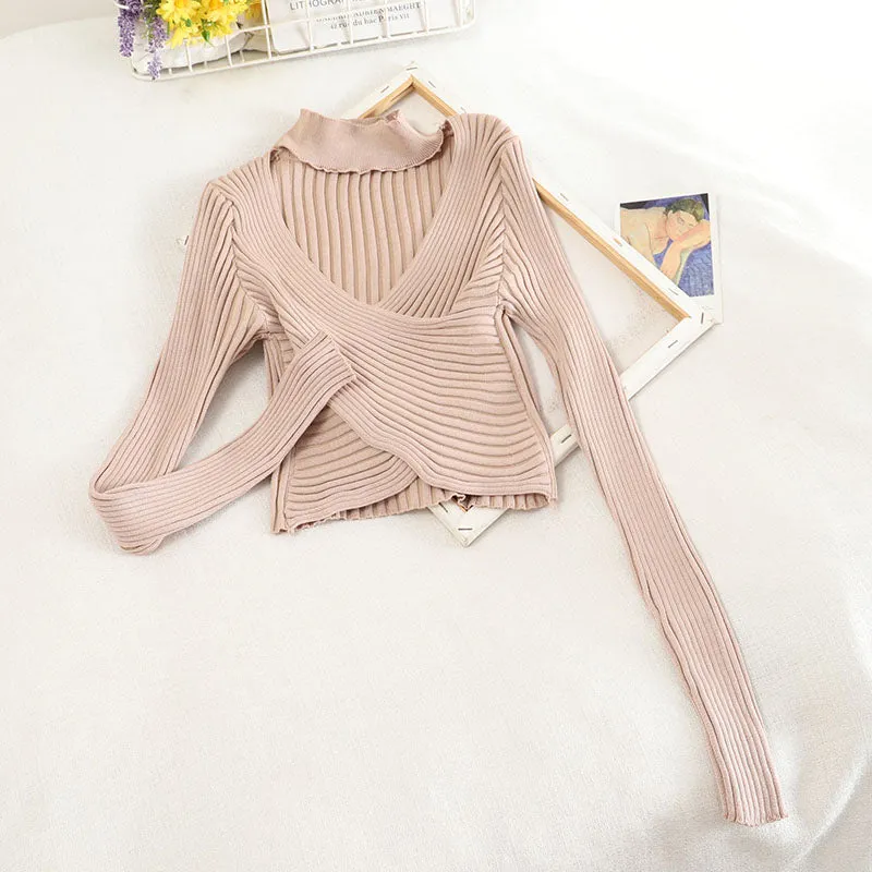 Chic long sleeve crop sweater  1479