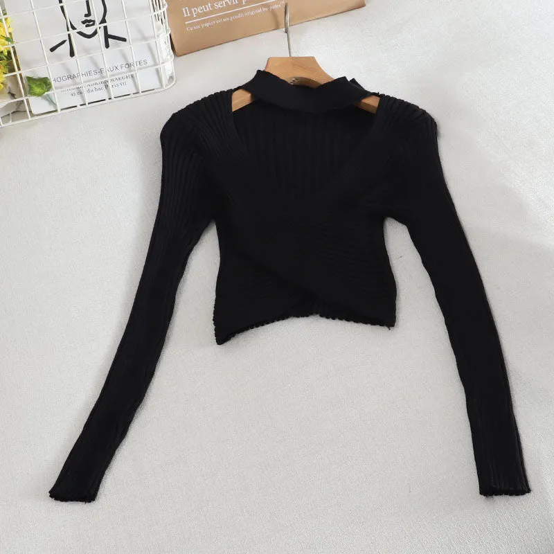 Chic long sleeve crop sweater  1479