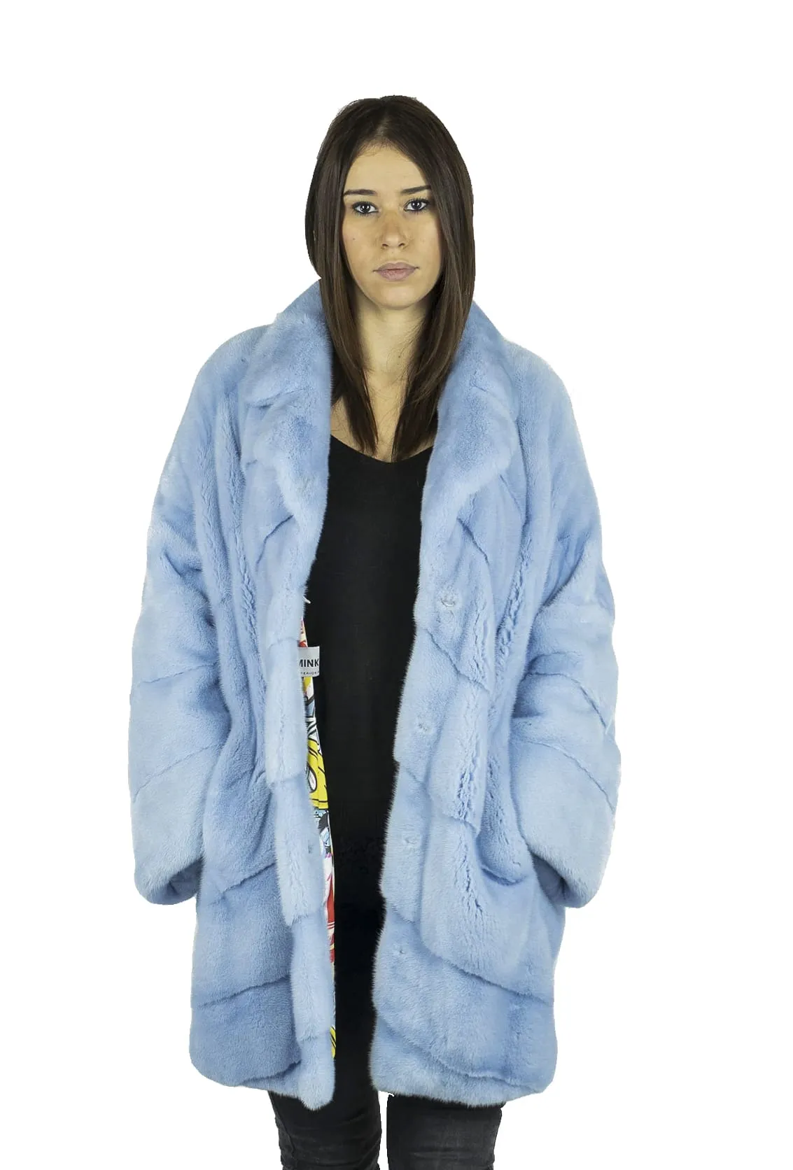 Coat in mink light-blue