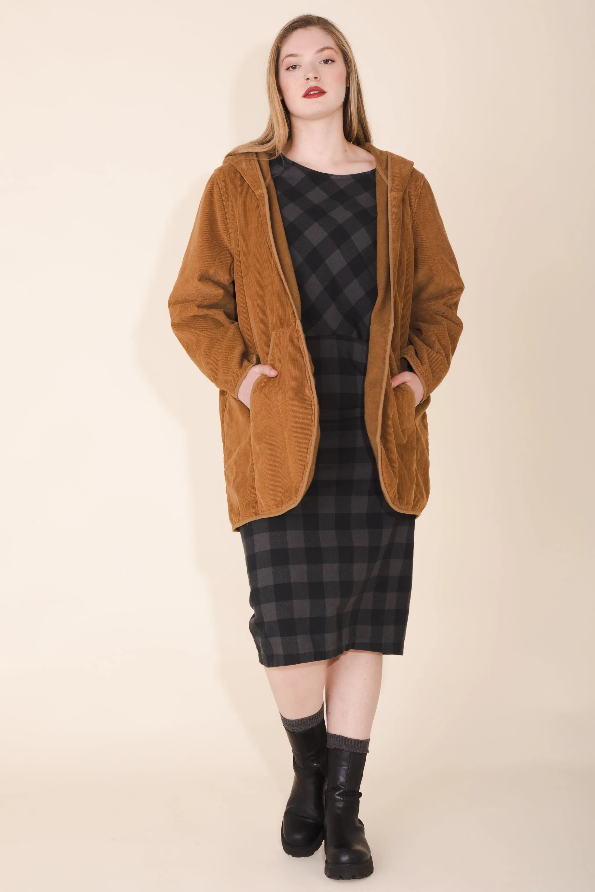 Cord Hover Coat in Umber