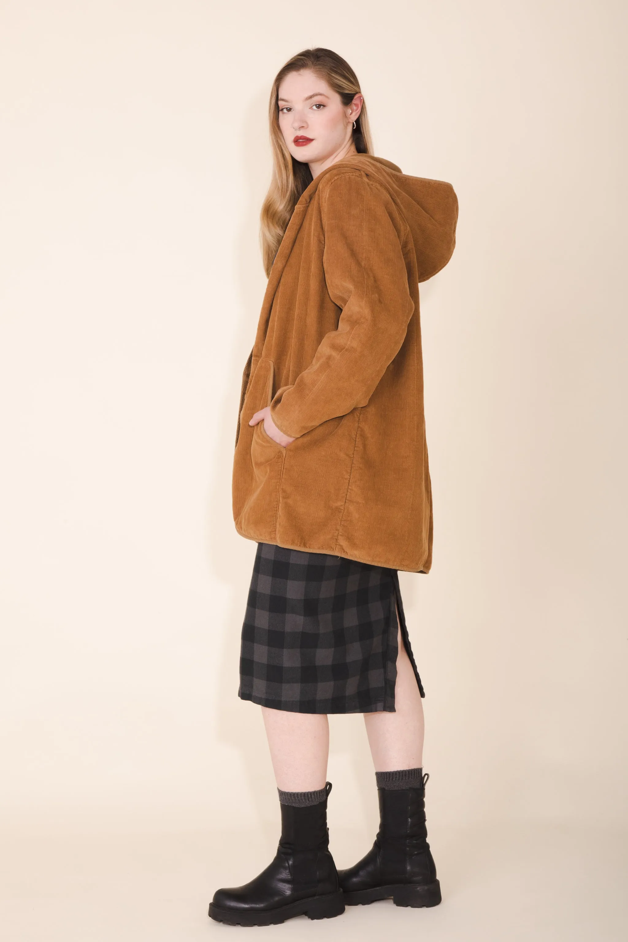 Cord Hover Coat in Umber