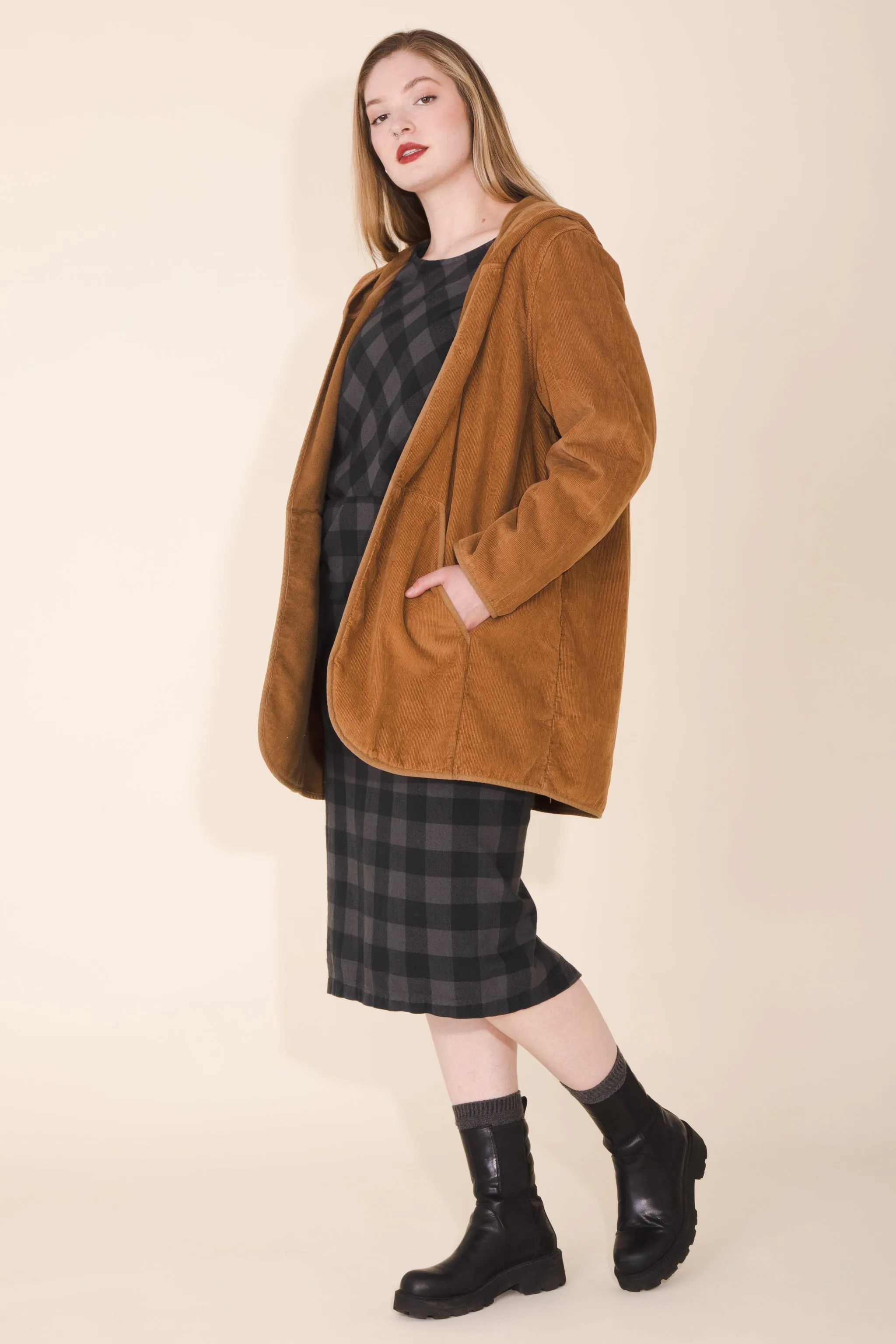 Cord Hover Coat in Umber