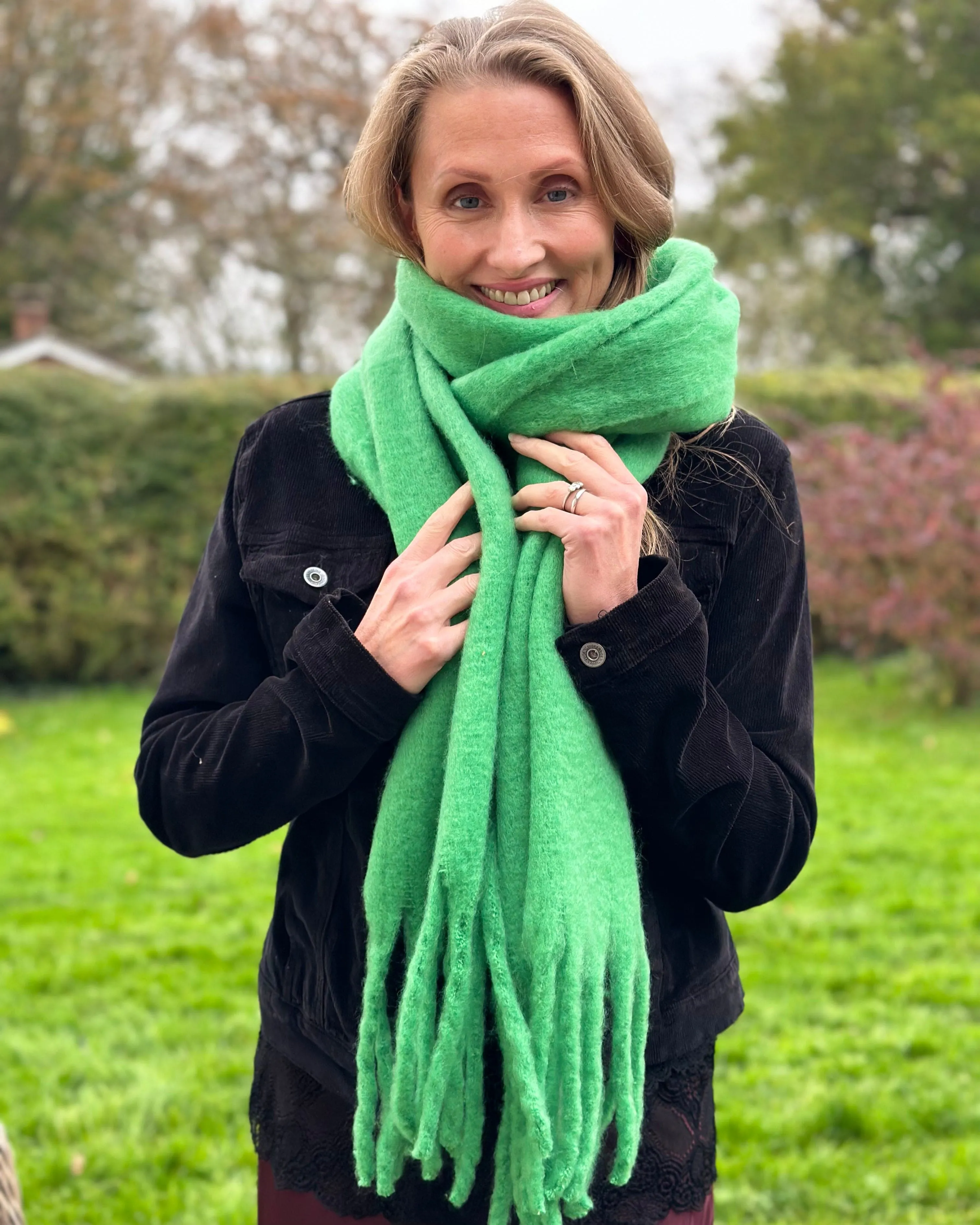 Cosy Plain Winter Scarf - Emerald Green