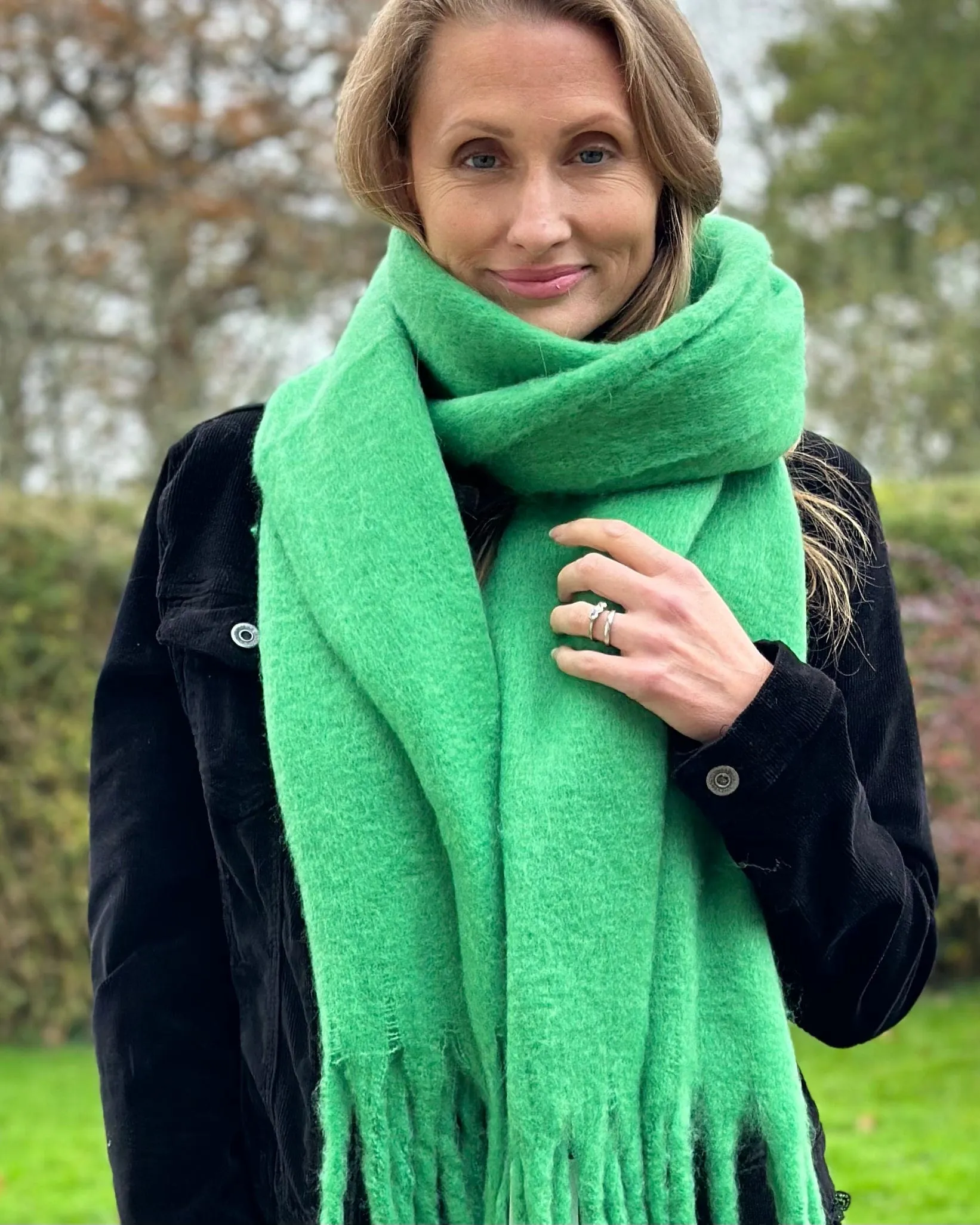 Cosy Plain Winter Scarf - Emerald Green