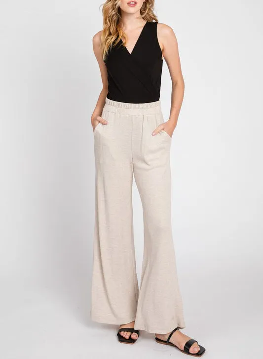 Cozy Night Thermal Set with Crop Top & Wide Leg Pant