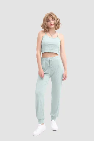 Crop Cami Knit Top & Drawstring Waist Pants