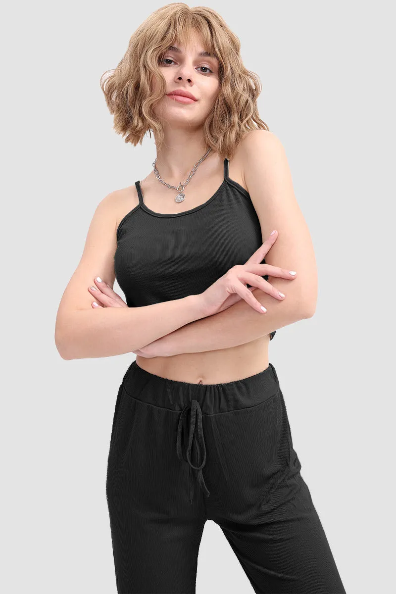 Crop Cami Knit Top & Drawstring Waist Pants