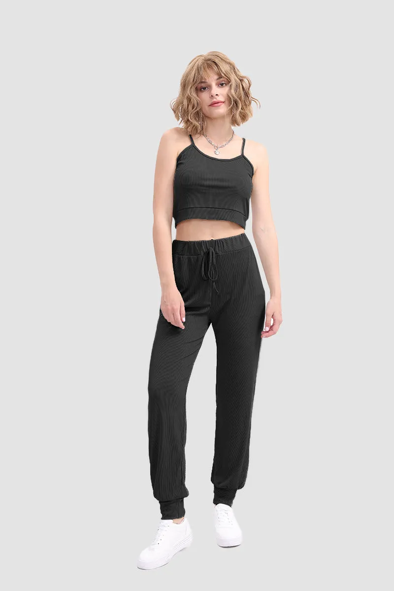 Crop Cami Knit Top & Drawstring Waist Pants