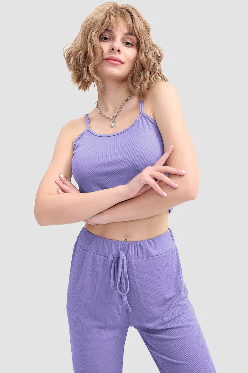 Crop Cami Knit Top & Drawstring Waist Pants