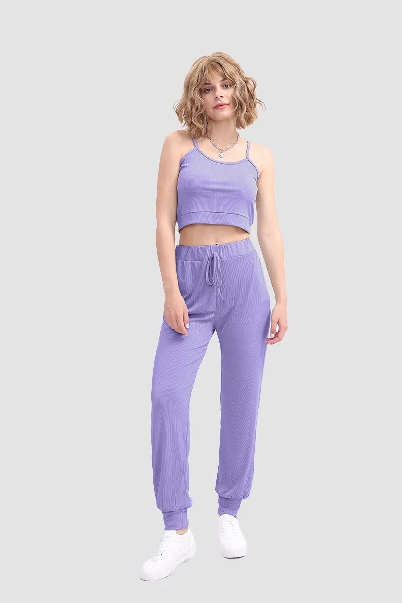 Crop Cami Knit Top & Drawstring Waist Pants