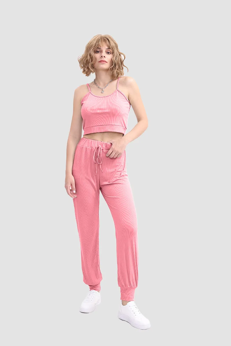 Crop Cami Knit Top & Drawstring Waist Pants