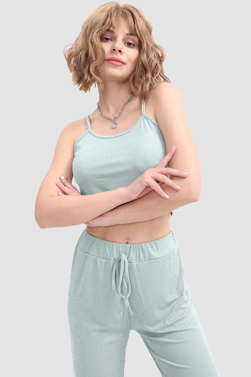 Crop Cami Knit Top & Drawstring Waist Pants