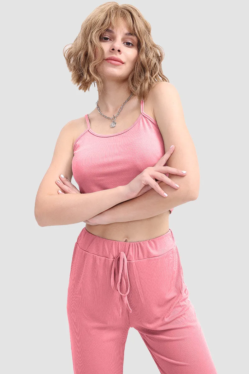 Crop Cami Knit Top & Drawstring Waist Pants