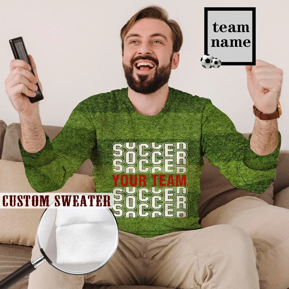 Custom Team Name Round Neck Sweater for Men Ugly Sweater FIFA World Cup Soccer Football Long Sleeve Lightweight Sweater Tops