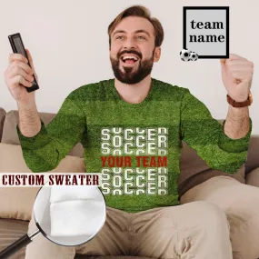 Custom Team Name Round Neck Sweater for Men Ugly Sweater FIFA World Cup Soccer Football Long Sleeve Lightweight Sweater Tops