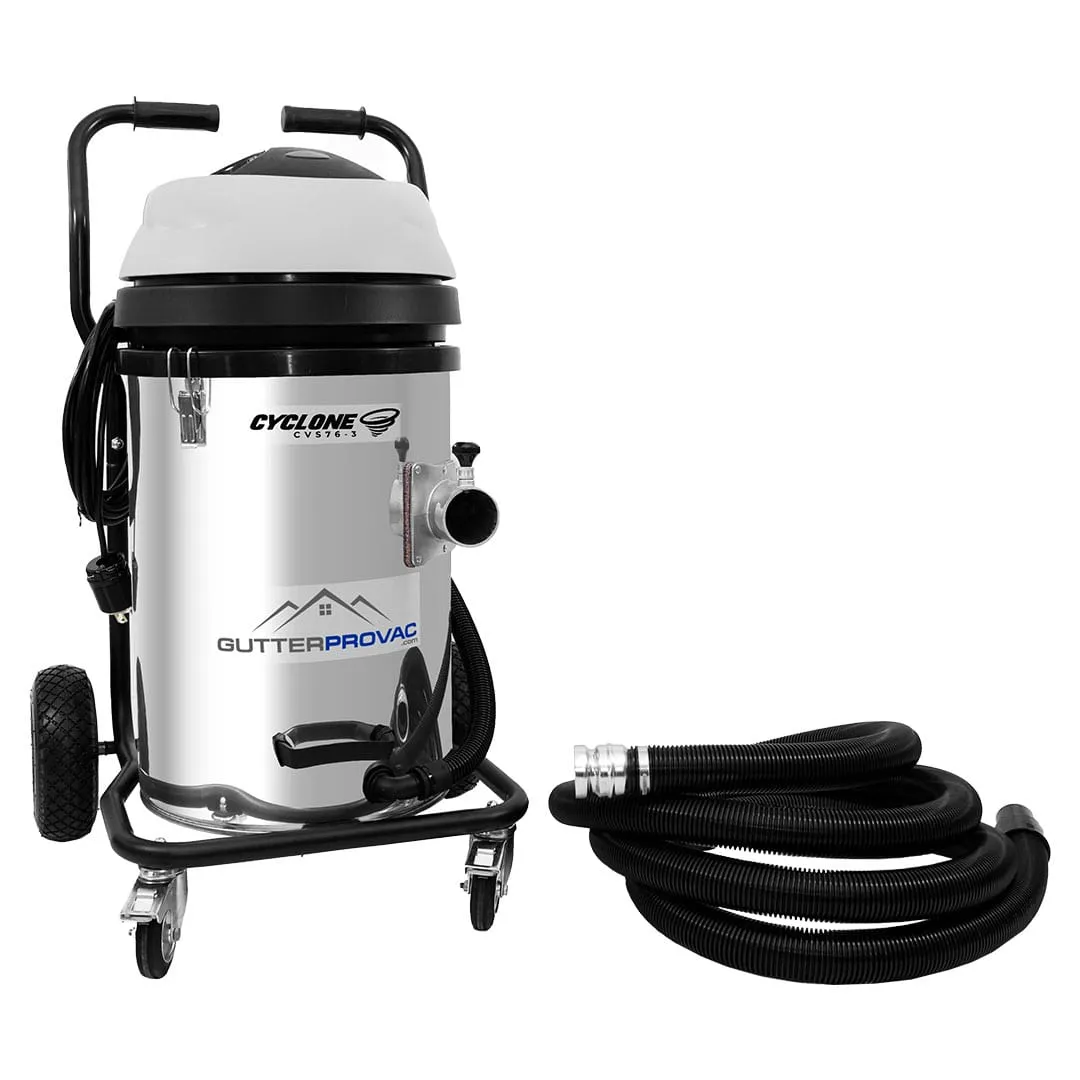 Cyclone II 3600W Stainless Steel 20 Gallon Gutter Vacuum with 40 Foot Carbon Fiber Clamping  Poles and Bag