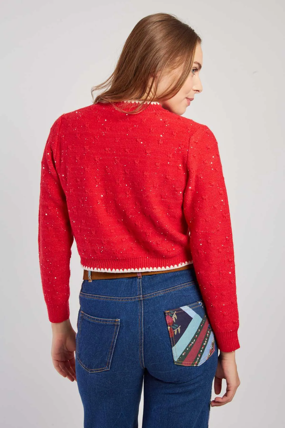 Dalaba Embroidered Cardigan Red