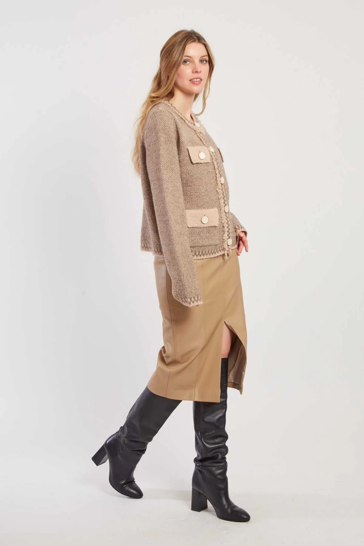 Dante Knit Cardigan Beige