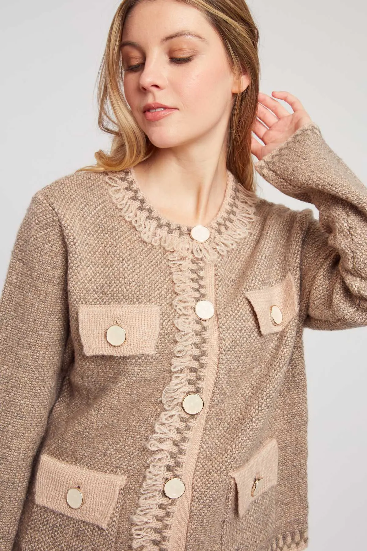 Dante Knit Cardigan Beige