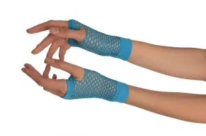 Dodger Blue Fishnet Fingerless Party Gloves