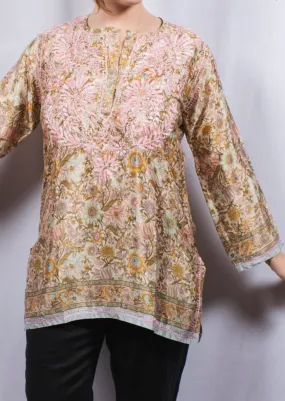 Dolma Silk Embroidered Tunic Rose Pink