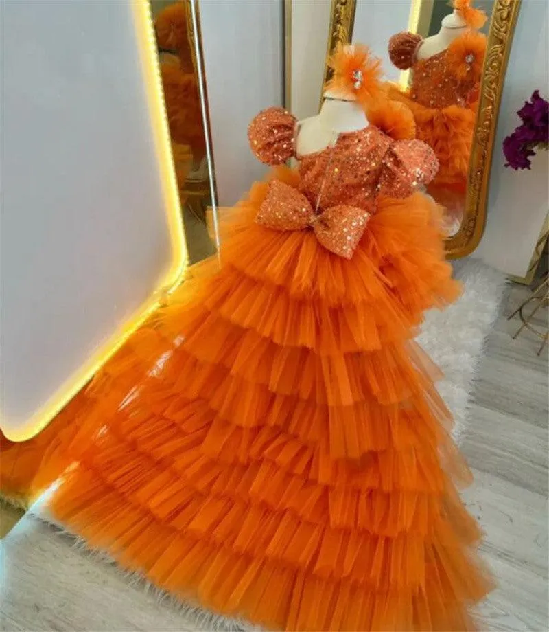 Dreamy Orange Princess Dress Little Angel's Dream Outfit