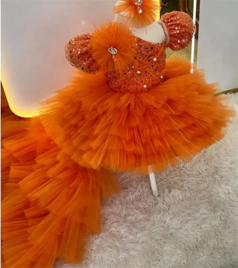 Dreamy Orange Princess Dress Little Angel's Dream Outfit