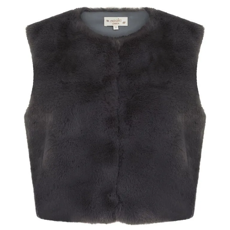 EDELWEISS FAUX FUR  GILET-GREY