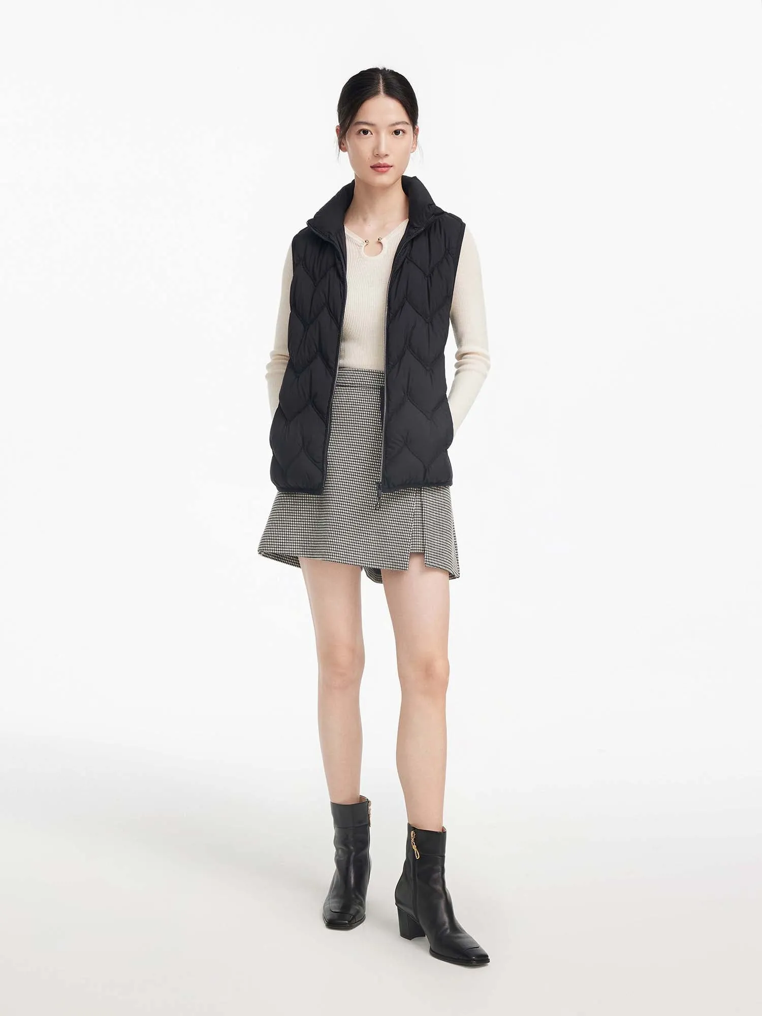 EP YAYING Knitted Panel Down-padded Gilet