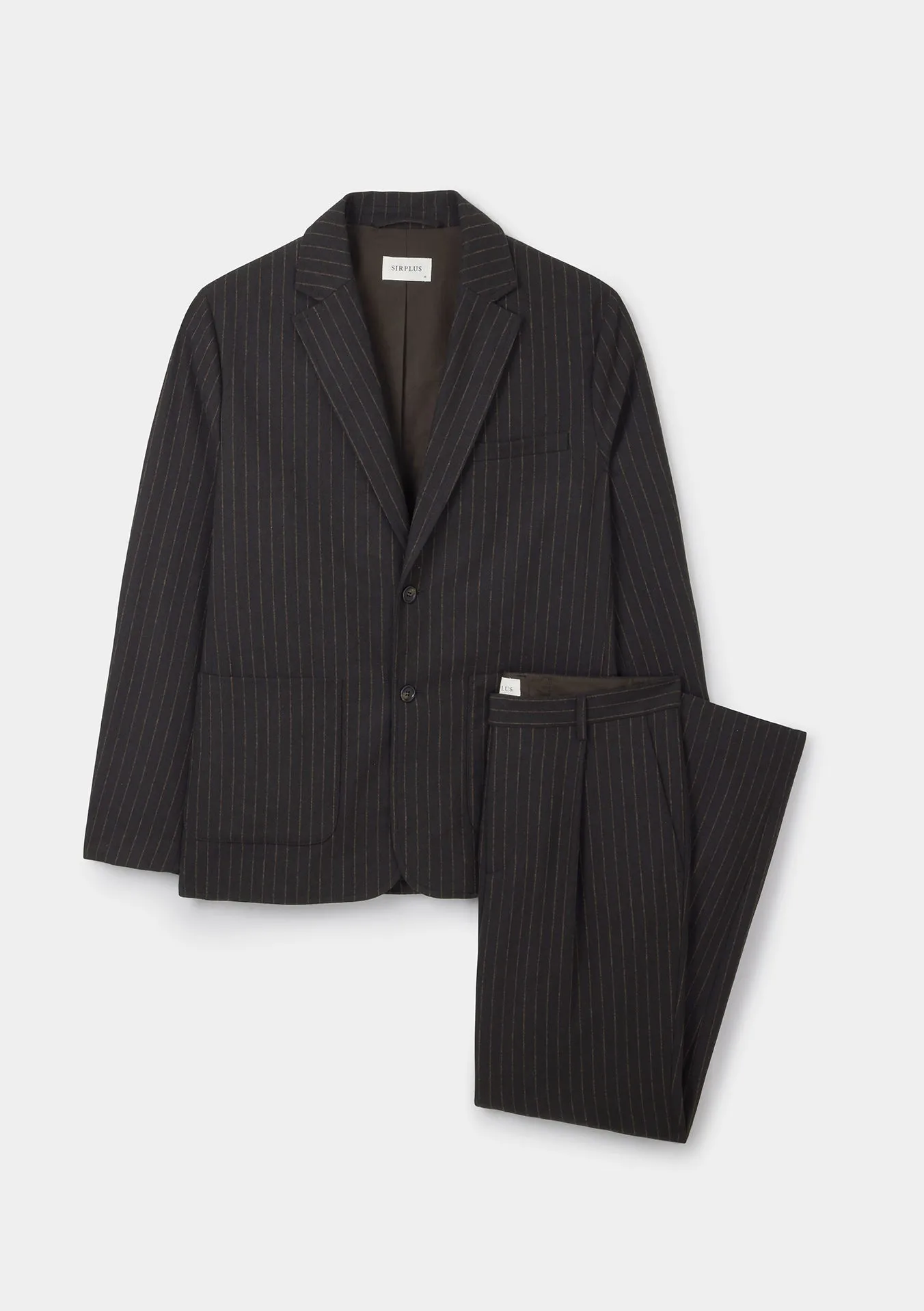 Espresso Chalk Stripe Wool Blazer