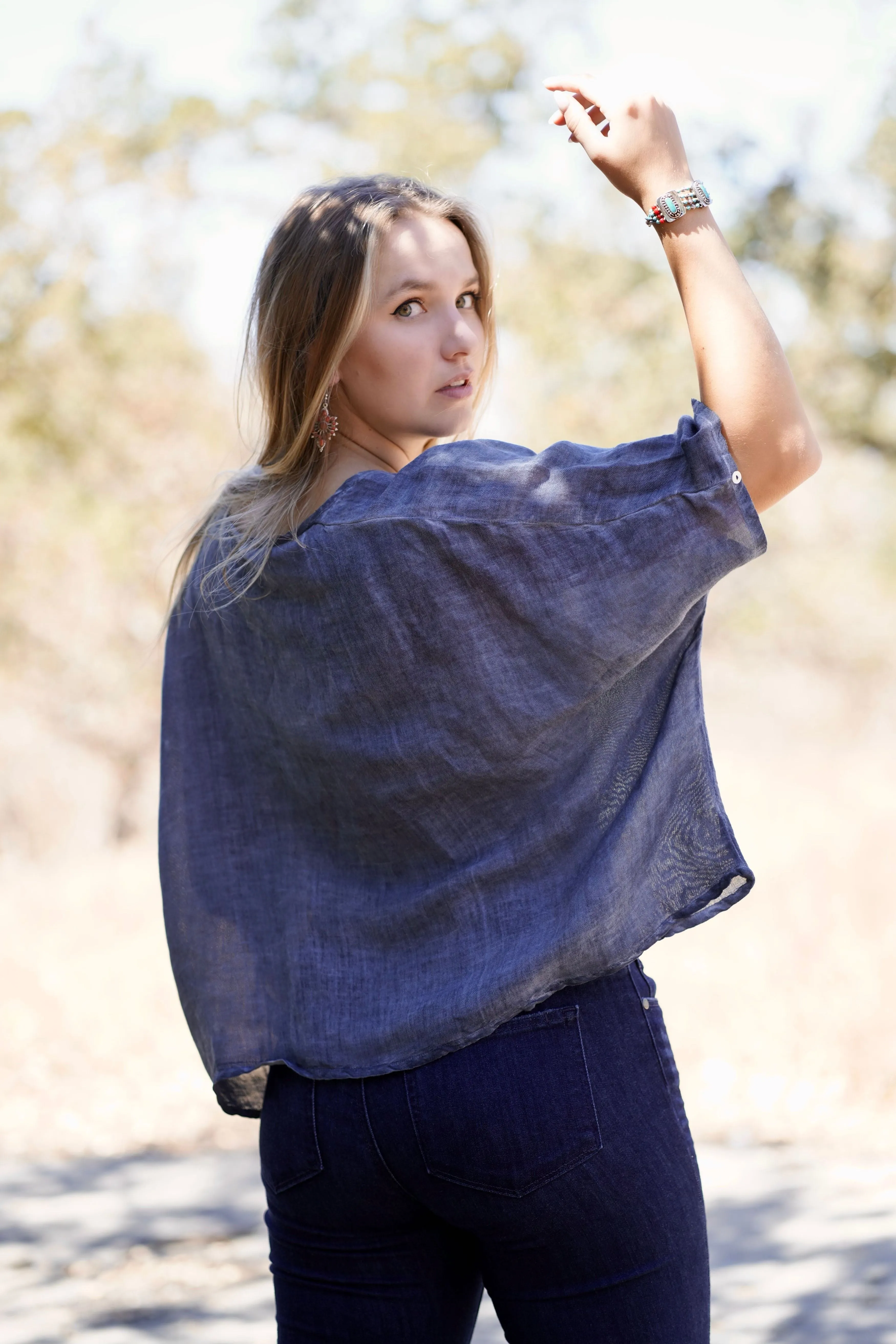 Everly Linen Blouse Denim