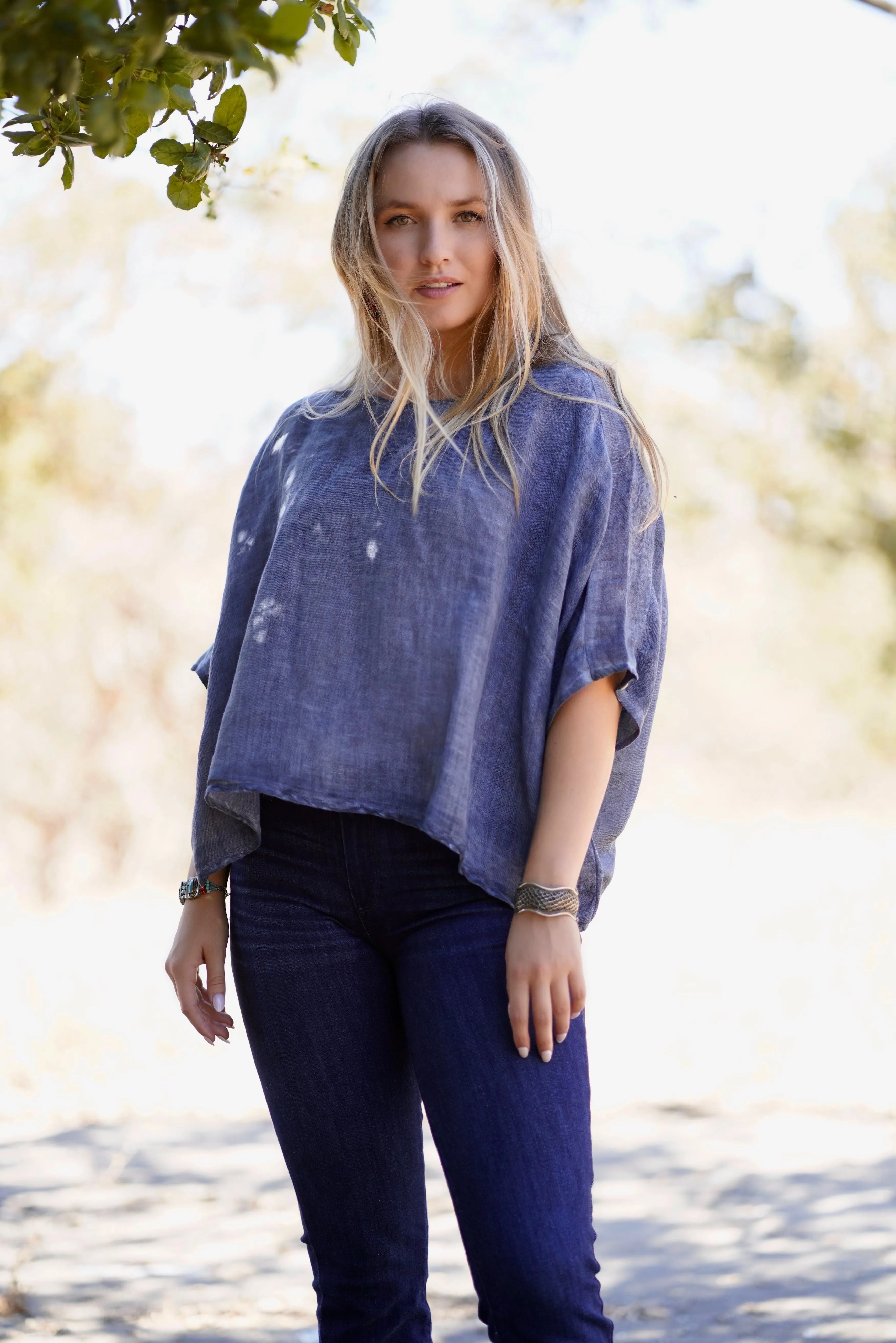 Everly Linen Blouse Denim