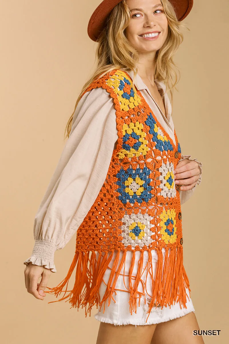 Fall Crochet Fringe Vest