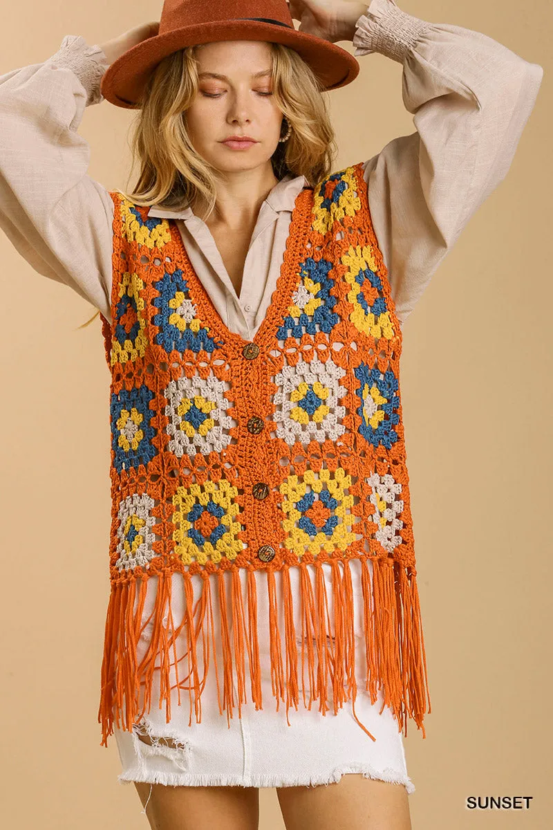 Fall Crochet Fringe Vest