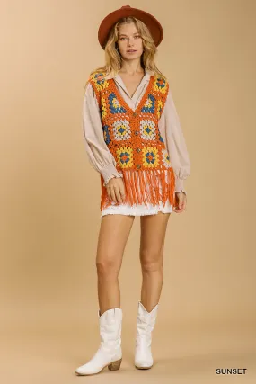 Fall Crochet Fringe Vest