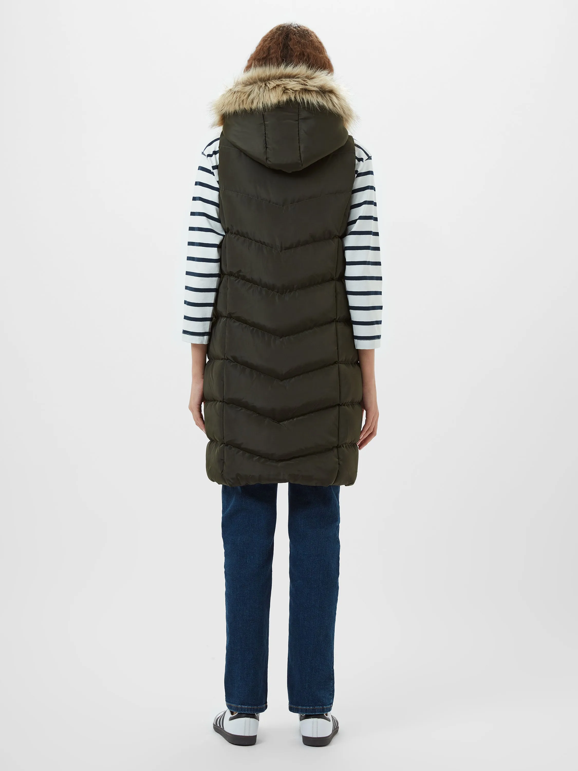 Faux Fur Hooded Chevron Gilet