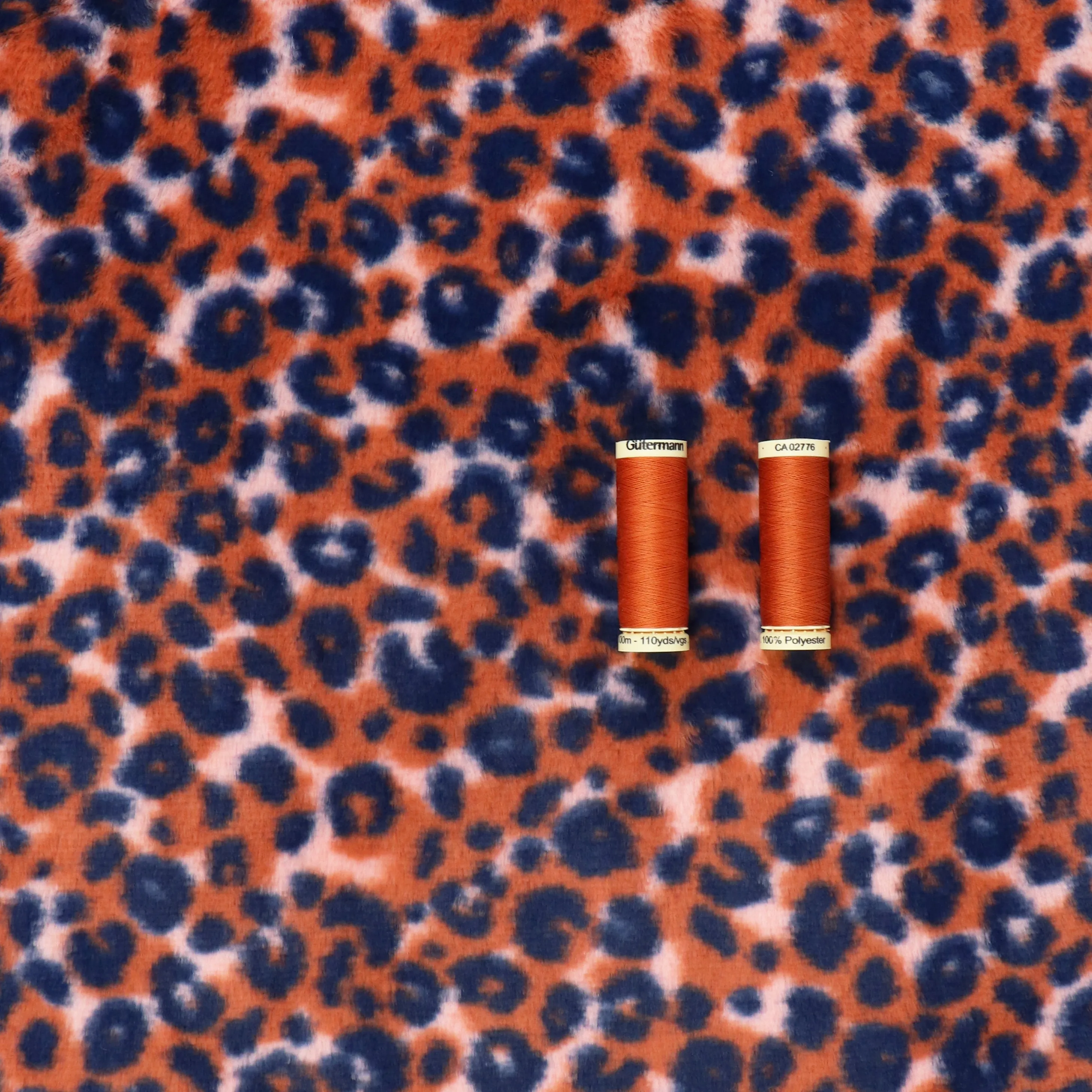 Faux Fur - Orange   Blue Leopard