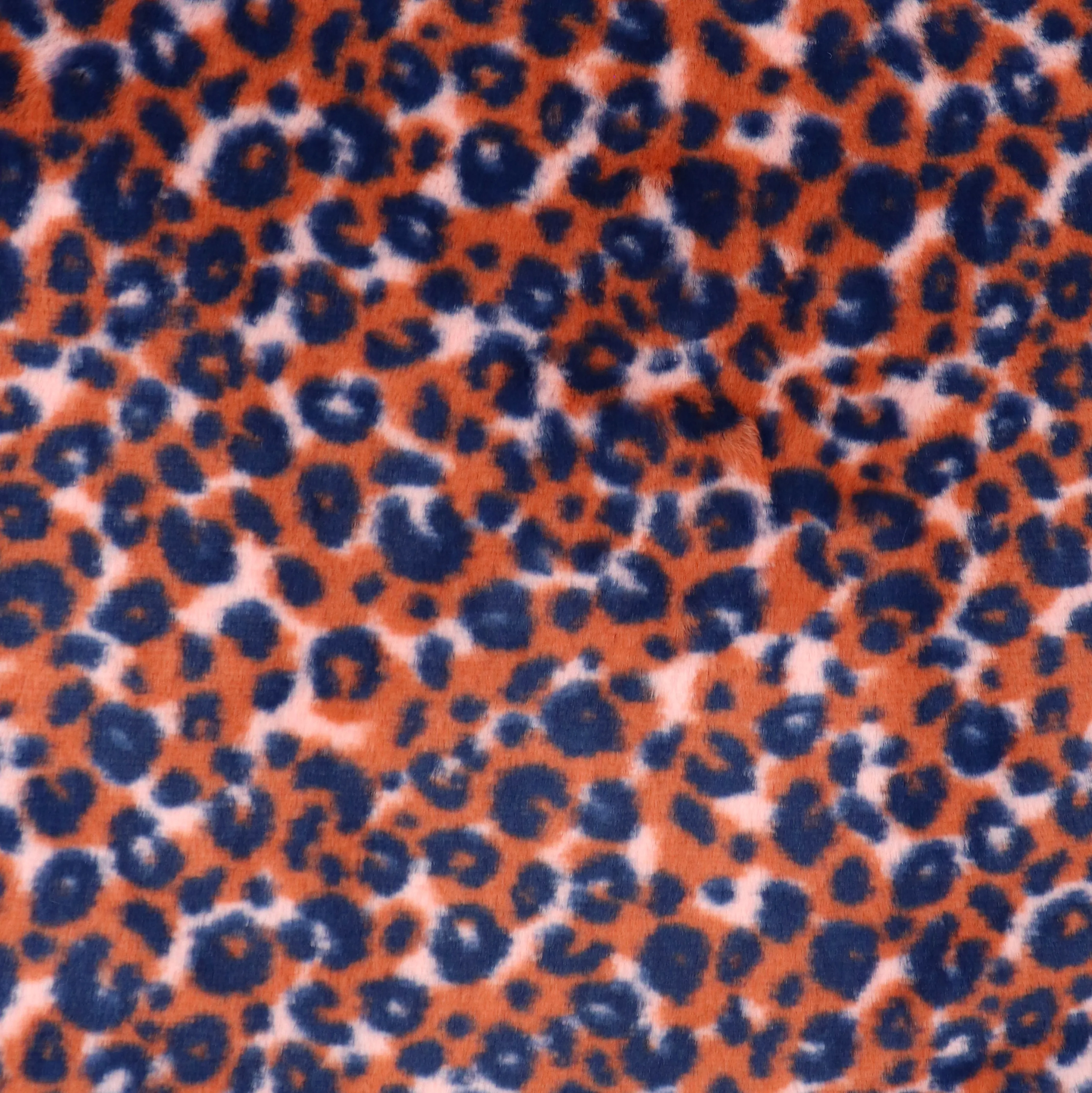 Faux Fur - Orange   Blue Leopard