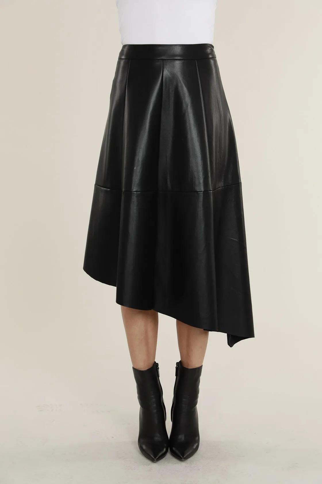 Faux Leather Asymmetrical Skirt