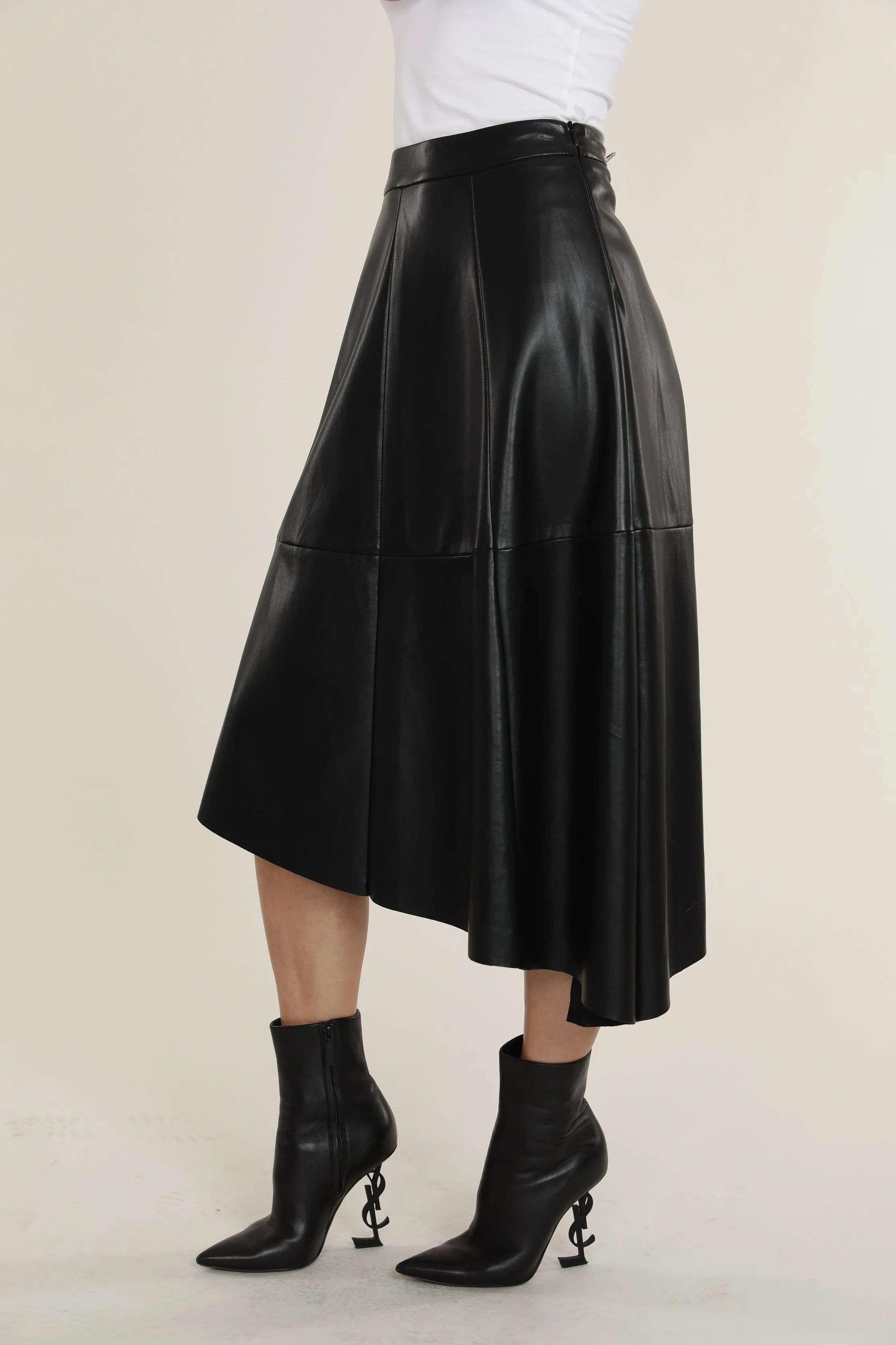 Faux Leather Asymmetrical Skirt