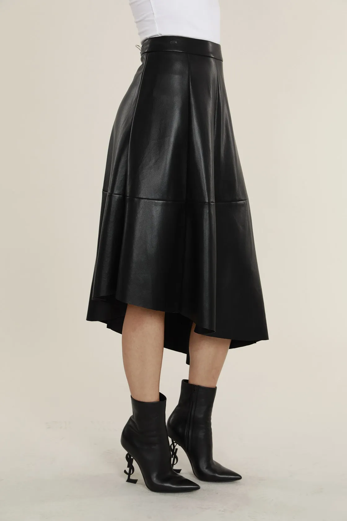 Faux Leather Asymmetrical Skirt