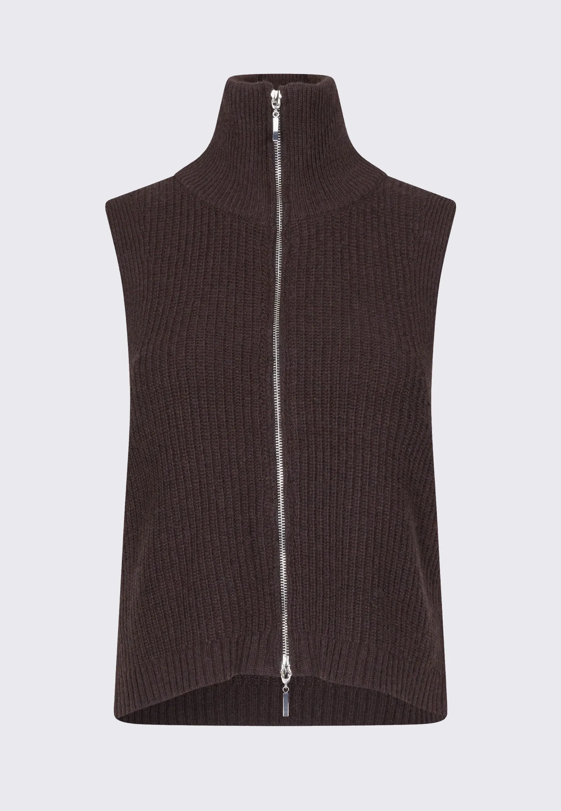 Fave Knit Zip Vest - Dark Oak