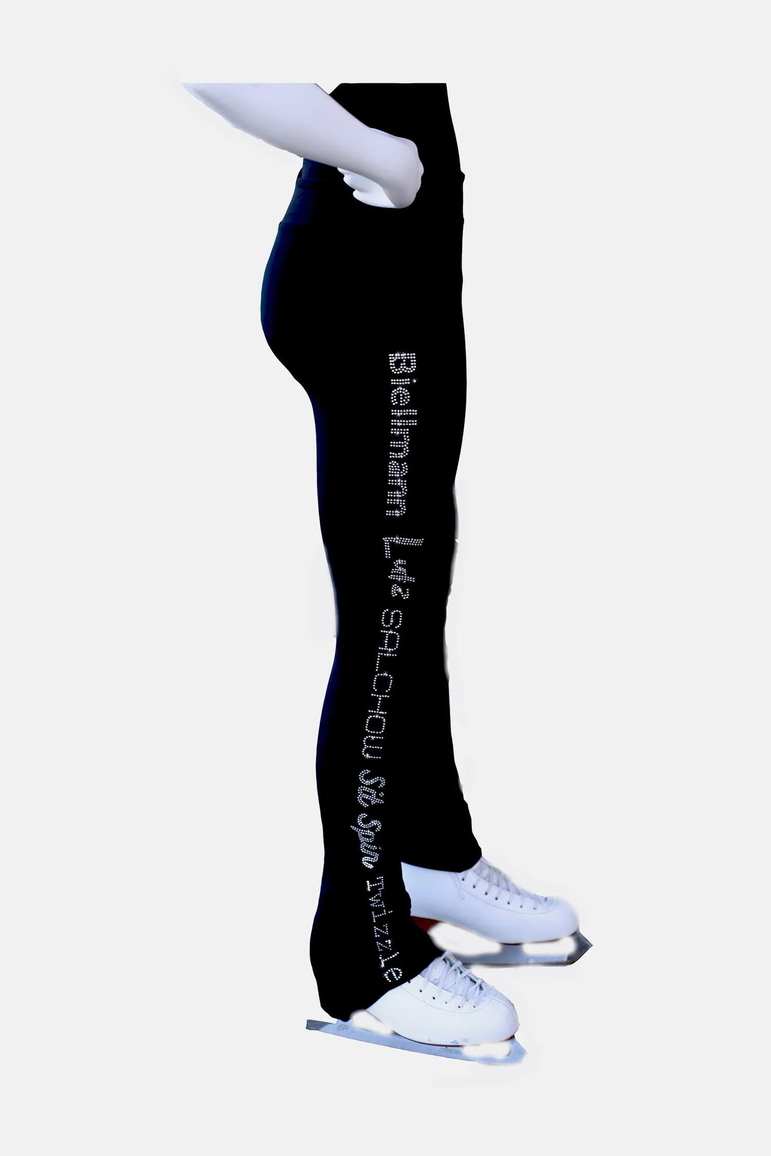 Figure Skating Heel Pants, Black Micro-Fleece BSU2309.1