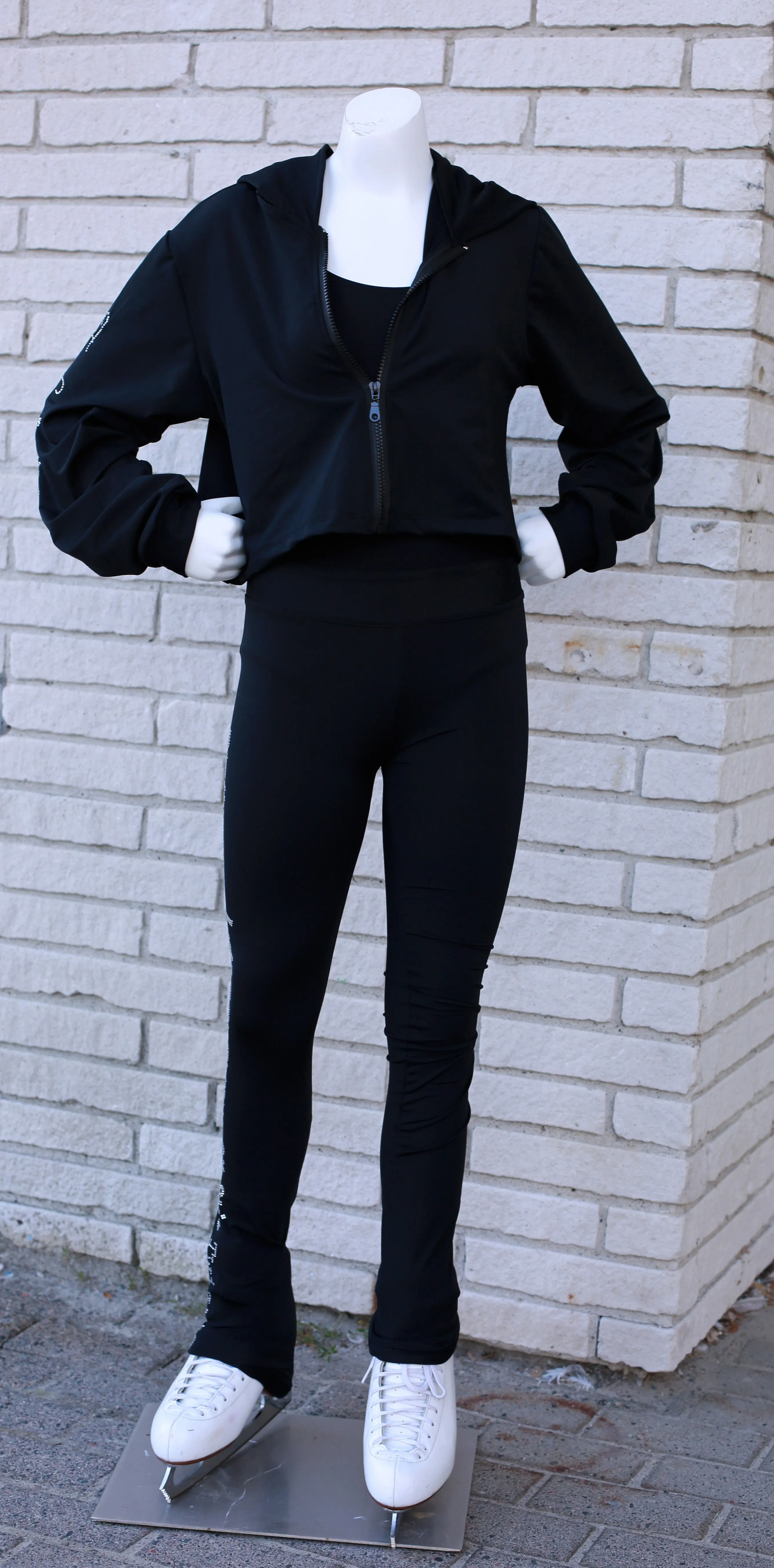 Figure Skating Heel Pants, Black Micro-Fleece BSU2309.1